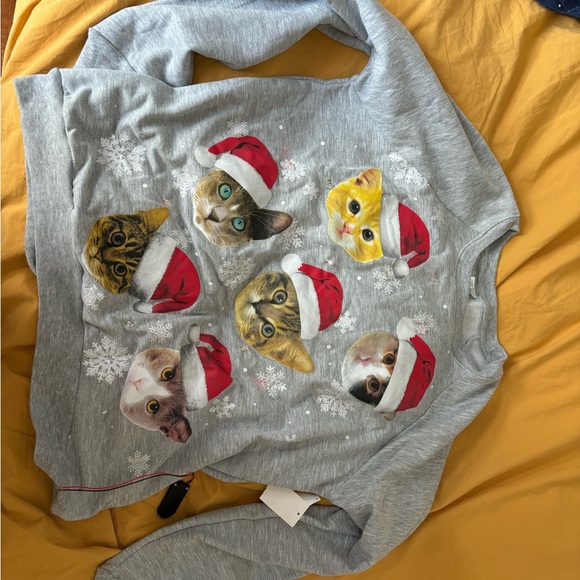 Christmas Cats Ugly Sweatshirt with LEDs - Picture 2 of 4